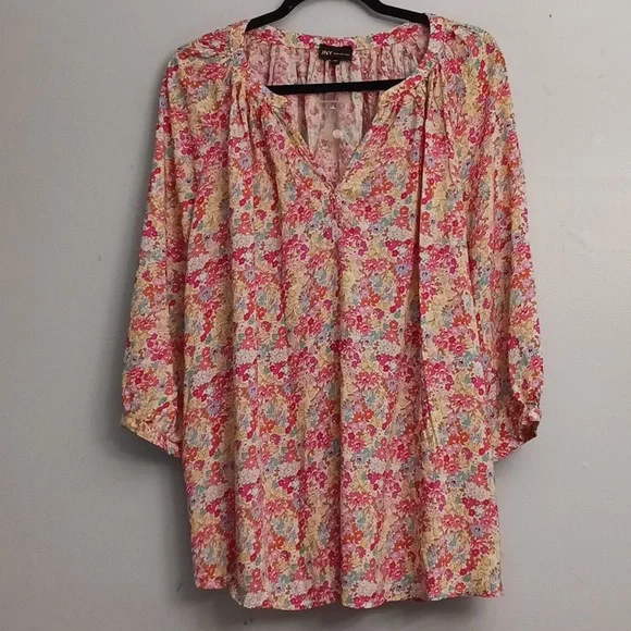 Jones New York size 2X women's colorful floral pull-on blouse. - Picture 16 of 16